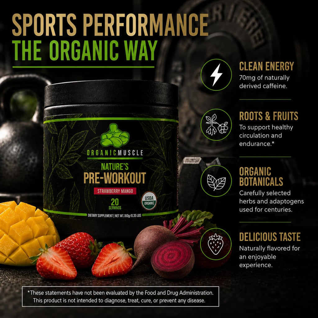 Organic Muscle Pre-Workout Powder Strawberry Mango - 20 Servings - image 4