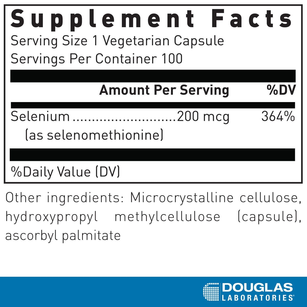 Douglas Laboratories Seleno-Methionine Selenium - 100 Vegetarian Capsules - image 2