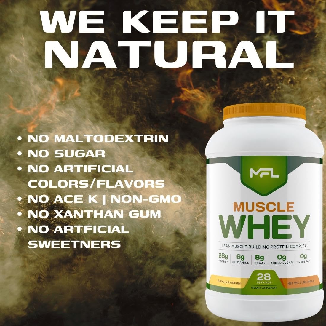 MFL Muscle Whey Protein l 28g of Protein l 8g BCAAs l Keto Friendly l