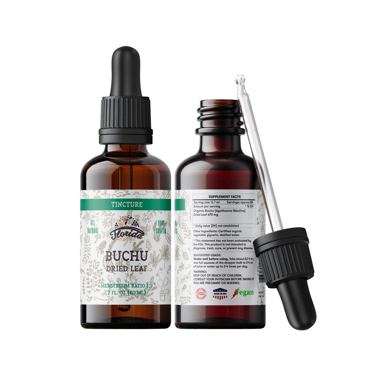Florida Herbs Buchu Tincture Organic Extract - 2 oz