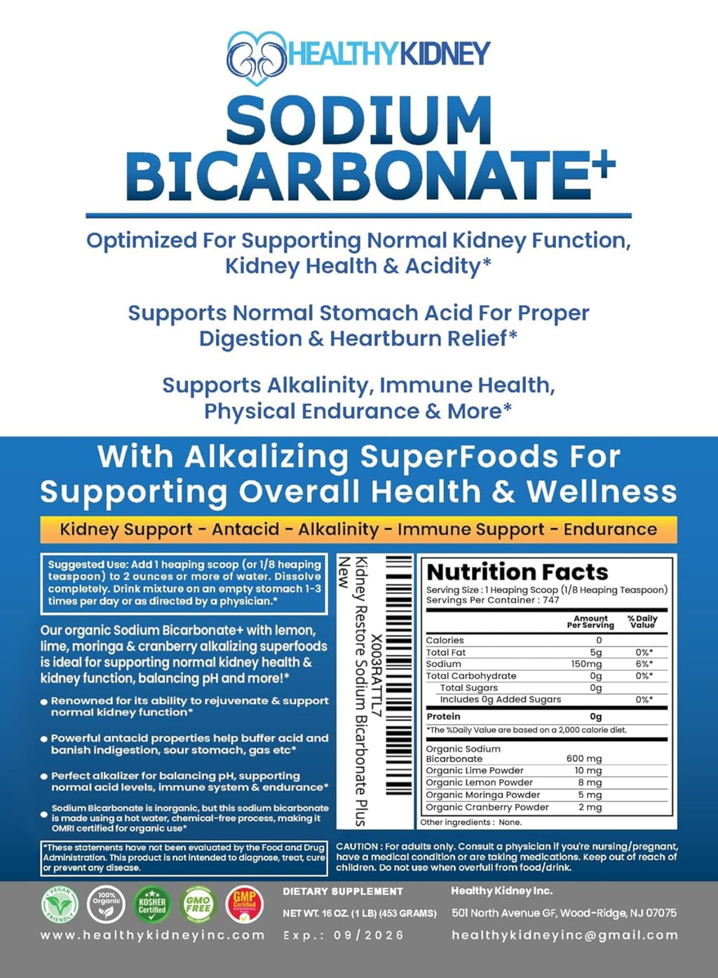Kidney Restore Sodium Bicarbonate Alkaline Powder - 16 oz - image 3