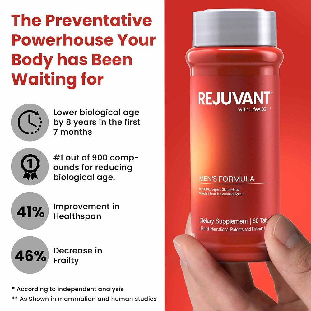 Rejuvant Men's Calcium AKG Supplement 1000mg, 98% Pure Ca-AKG