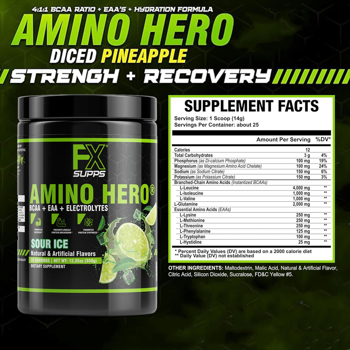 FXSUPPS Amino Hero Sour Ice Post-Workout Recovery Powder - 2 Pack - image 6
