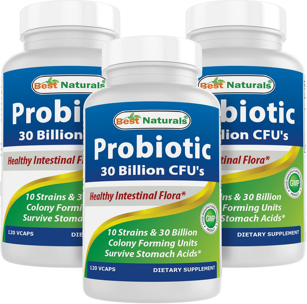 Best Naturals Probiotic 10 Strains 30 Billion Shelf Stable 120 Veggie