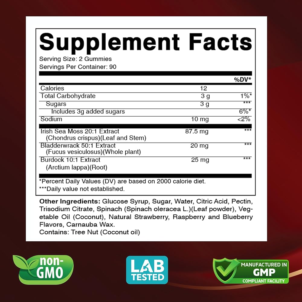 Vitabod Sea Moss Gummies with Bladderwrack & Burdock - 180 Gummies - image 2