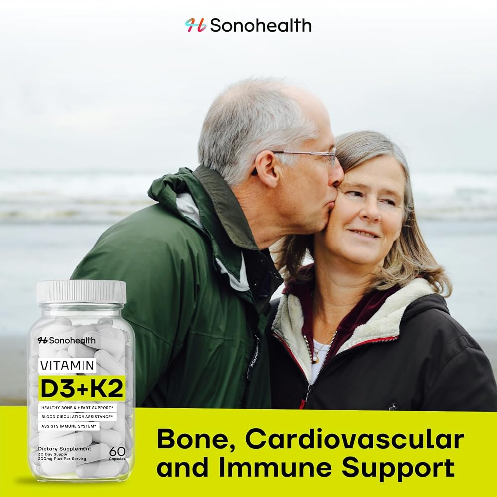 SonoHealth Vitamin D3 + K2 with BioPerine - 60 Capsules - image 8