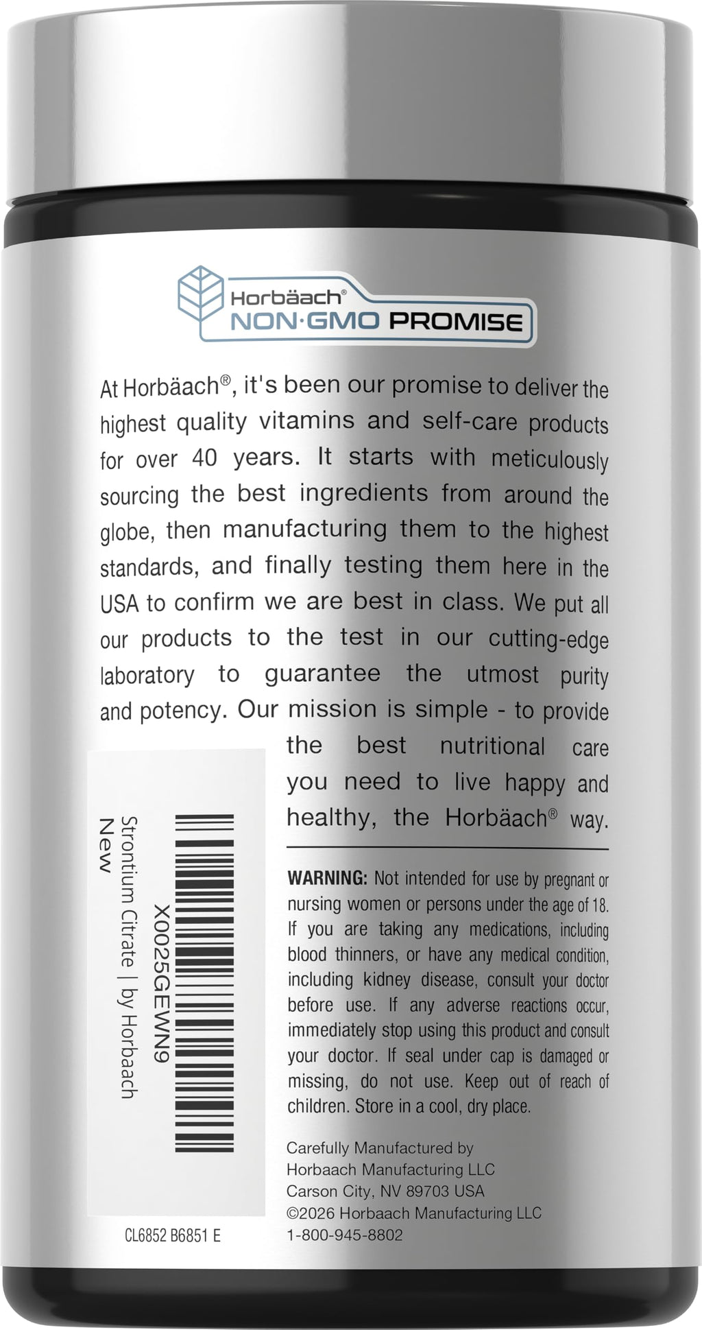 Horbäach Strontium Citrate 940 mg - 180 Capsules - image 3