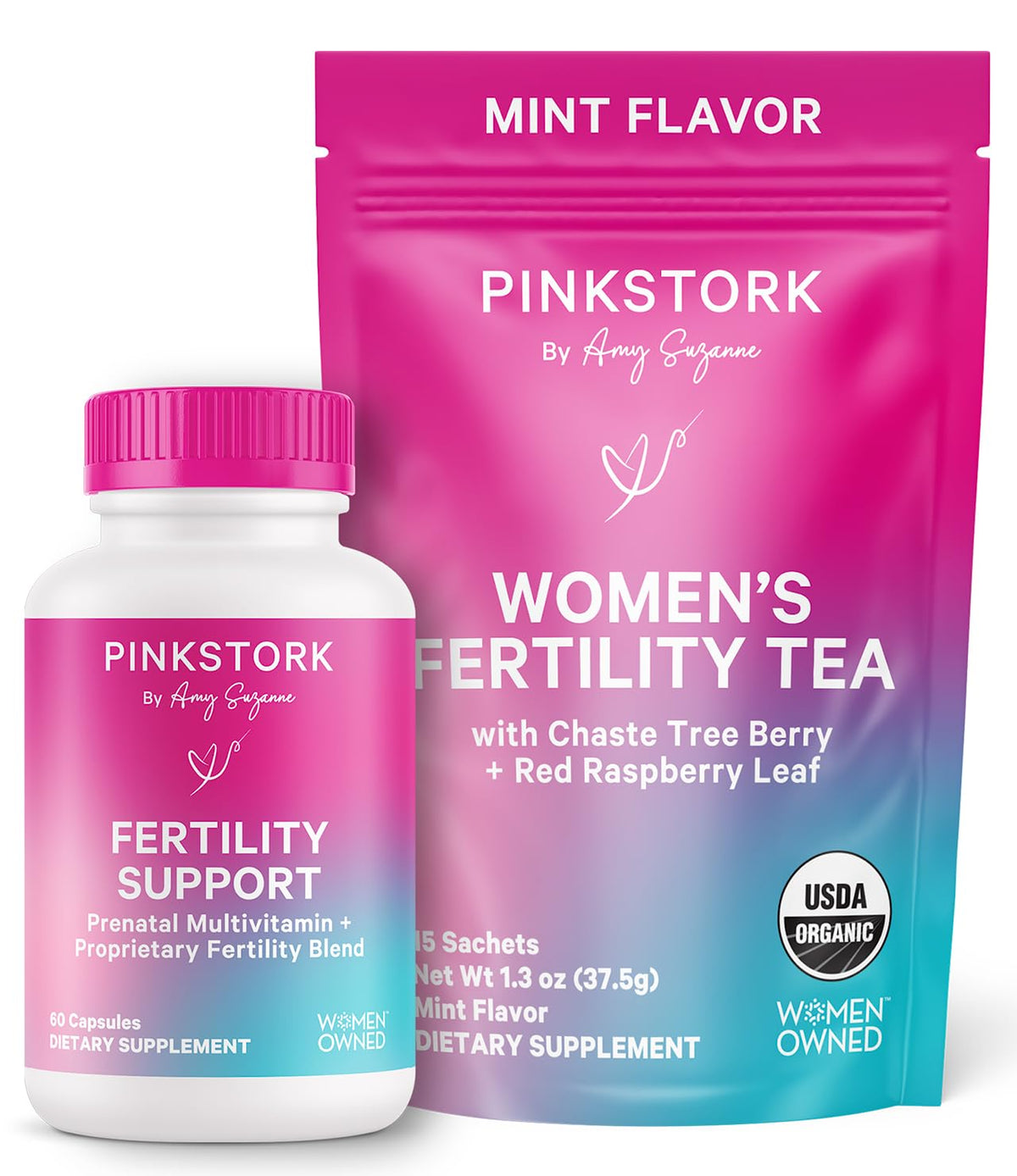Pink Stork Fertility Bundle for Women - Conception Tea + Prenatal Vitamins