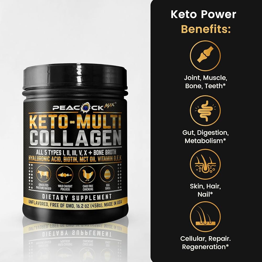 Peacock Max Keto Multi Collagen Peptides Protein Powder - 32.4 oz - image 2