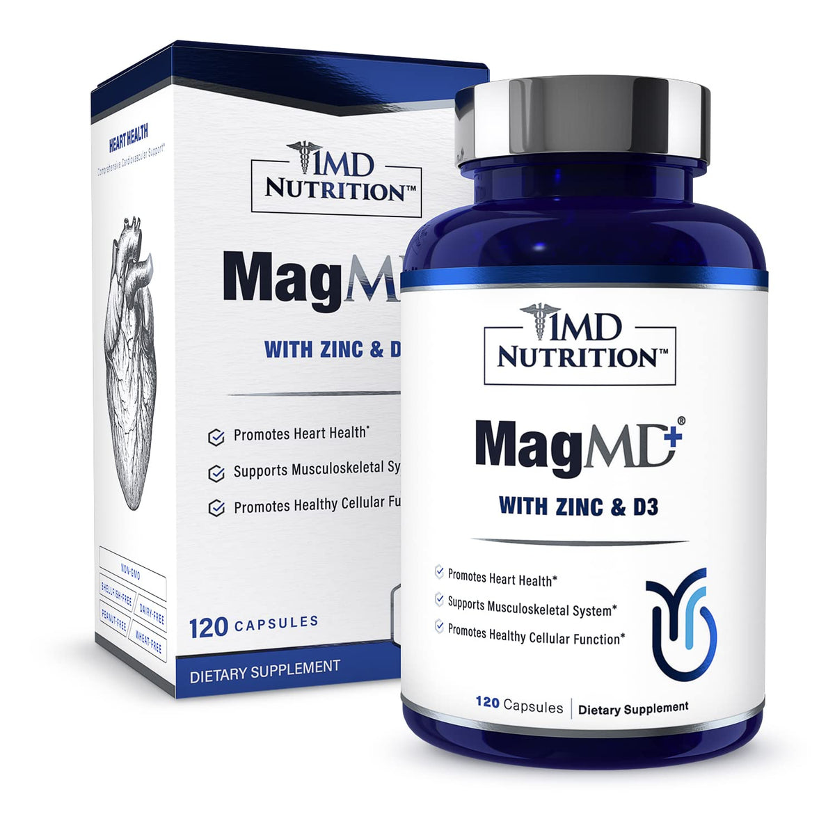 1MD Nutrition MagMD Plus Magnesium with Zinc & D3 - 120 Capsules