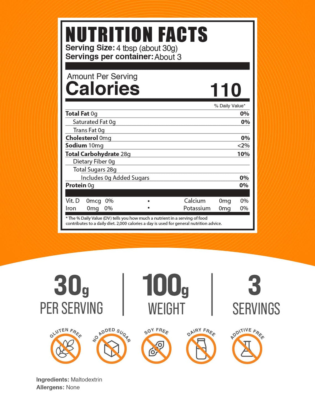 BulkSupplements Maltodextrin Powder for Energy - 100g - image 2