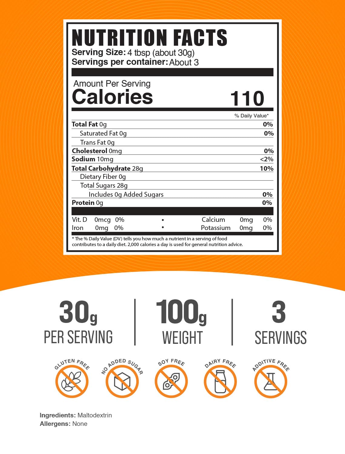 BulkSupplements Maltodextrin Powder for Energy - 100g - image 2