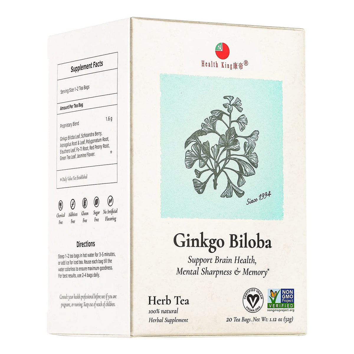 Health King Ginkgo Biloba Herb Tea - 20 Teabags