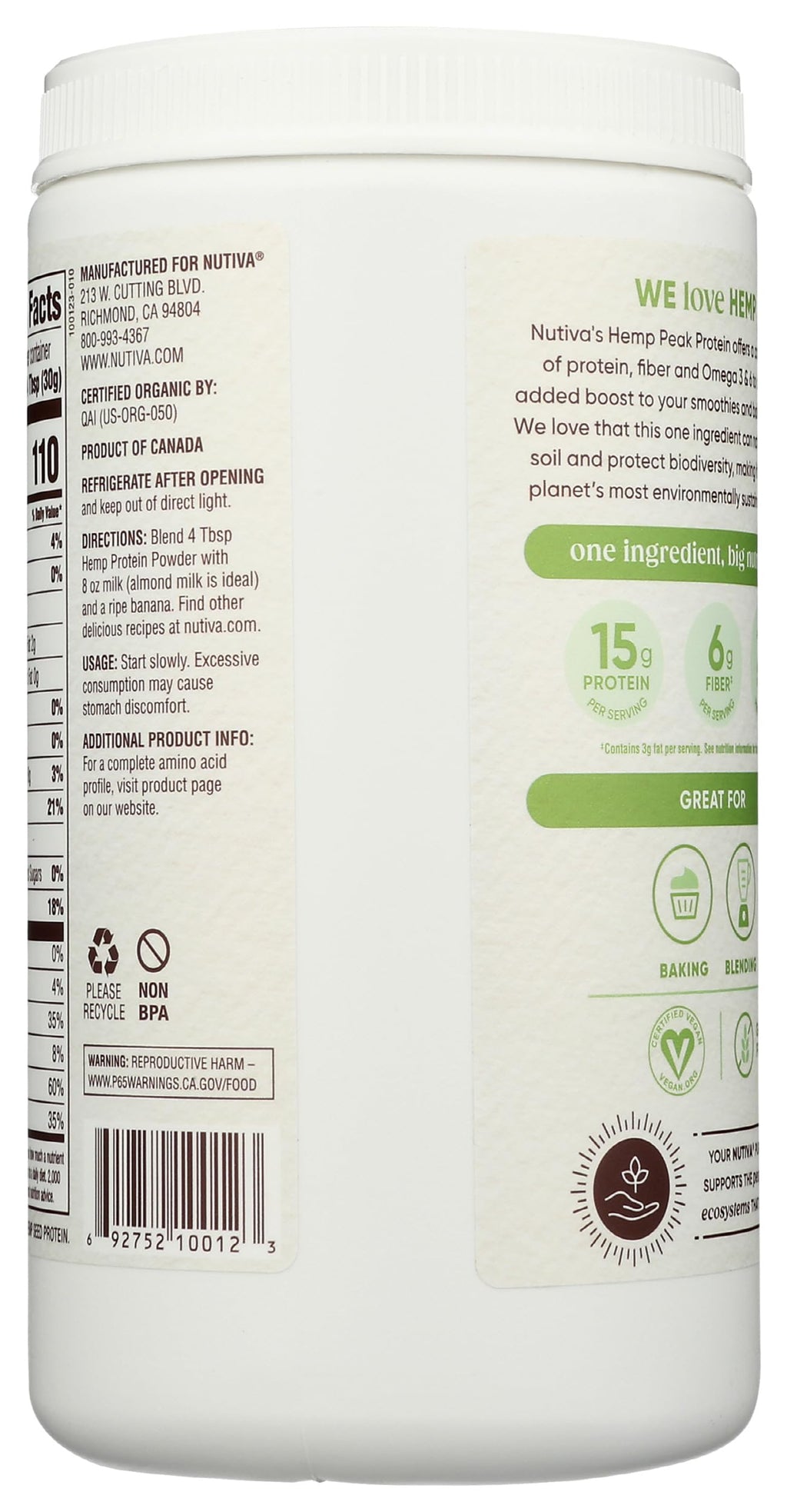 Nutiva Organic Cold-Pressed Hemp Seed Protein Powder