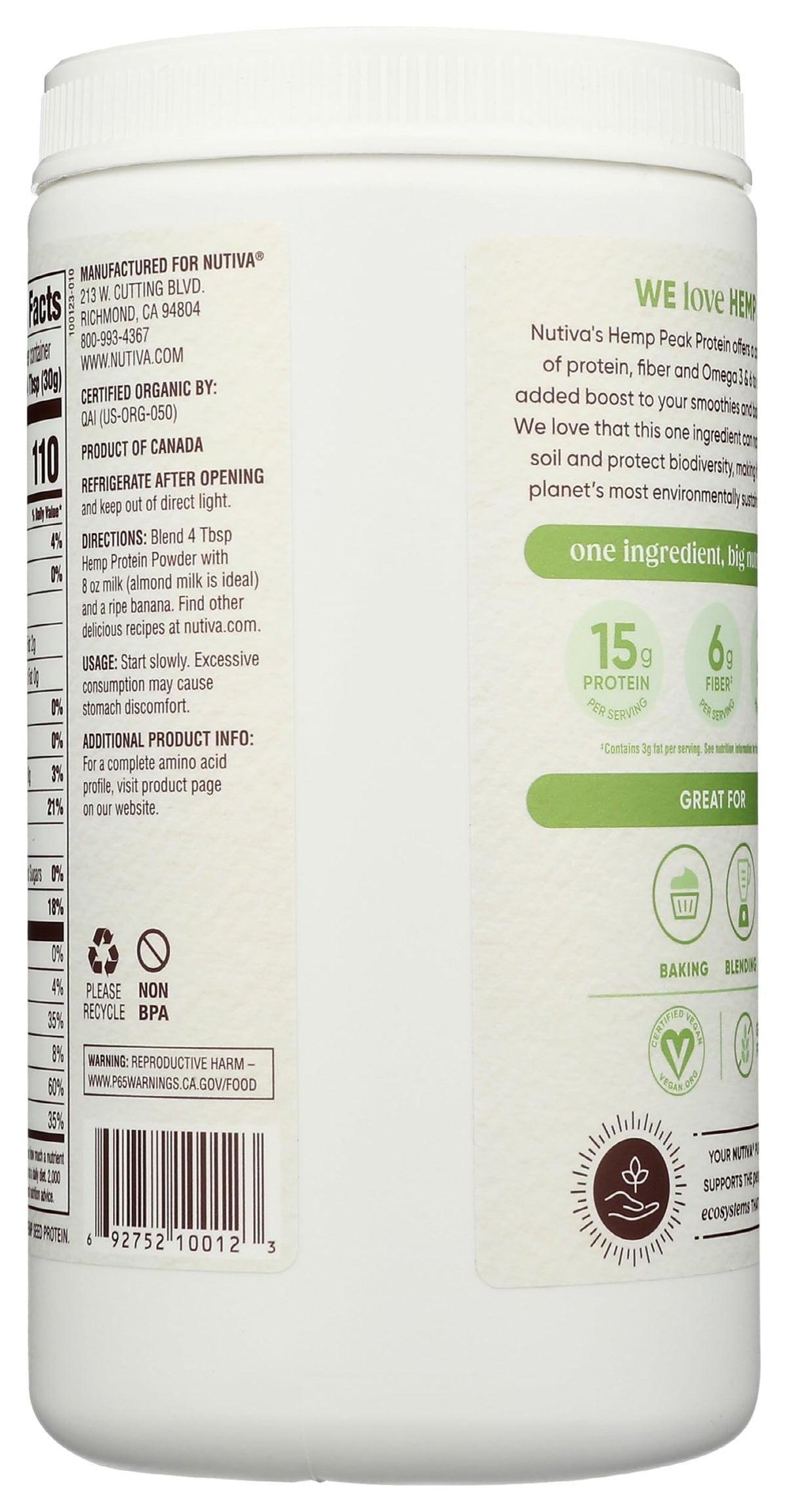 Nutiva Organic Cold-Pressed Hemp Seed Protein Powder