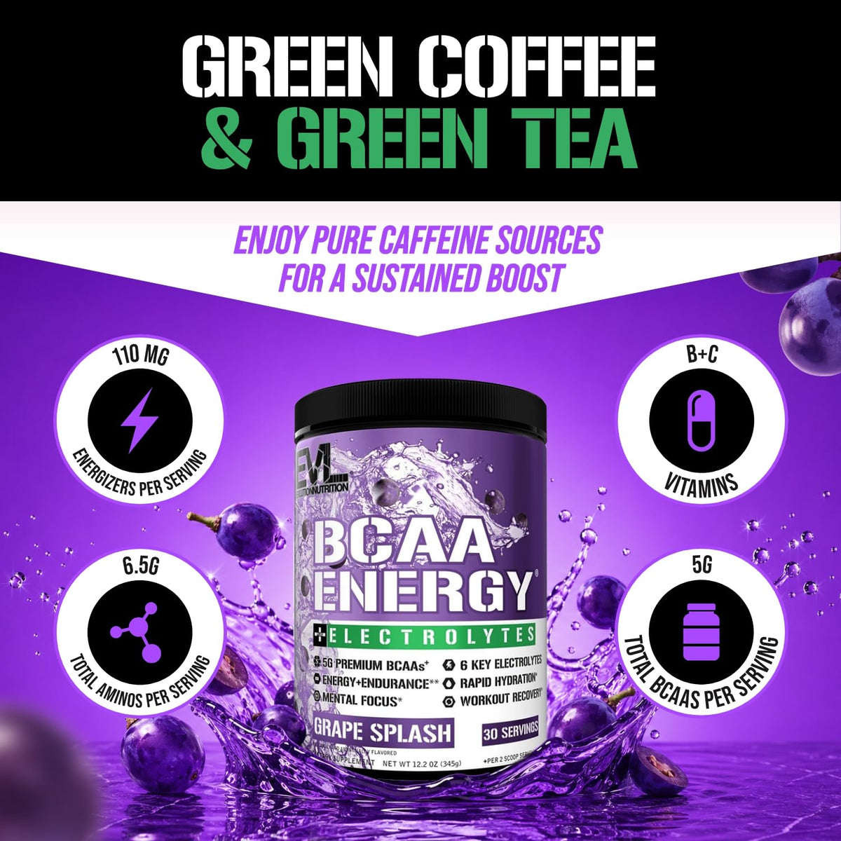 Evlution EVL BCAAs Amino Acids Powder - Rehydrating BCAA Powder Post