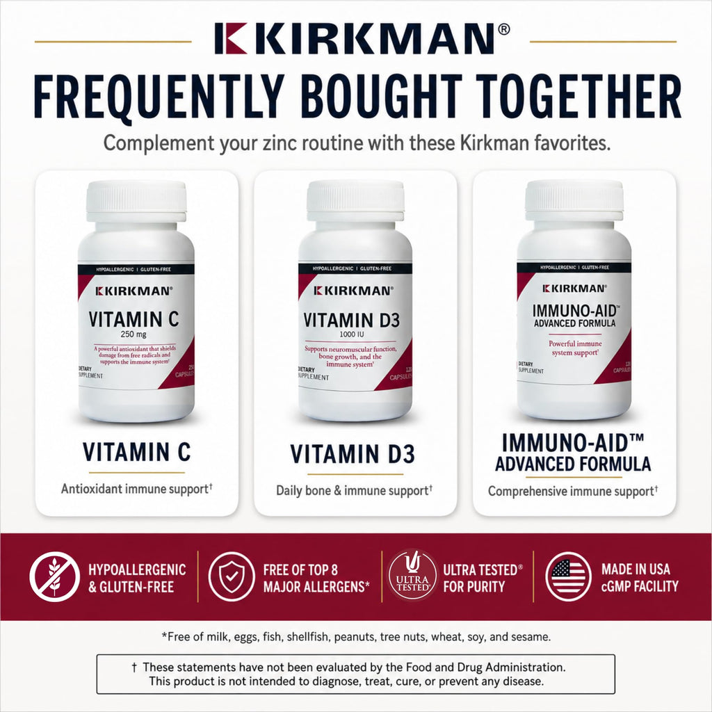 Kirkman Zinc 20 mg Hypoallergenic Mineral Supplement - 250 Vegetarian Capsules - image 9