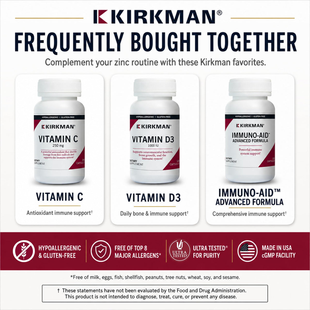 Kirkman Zinc 20 mg Hypoallergenic Mineral Supplement - 250 Vegetarian Capsules - image 9