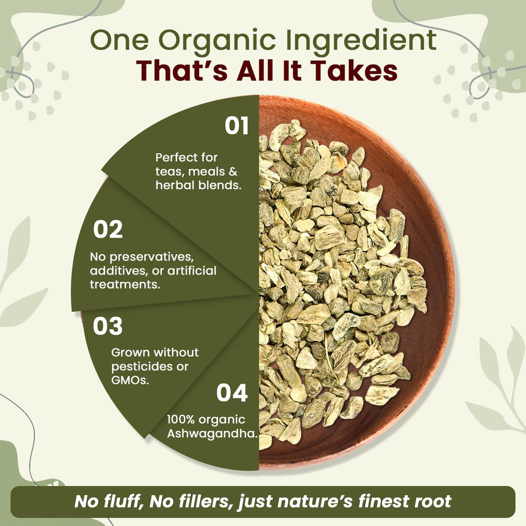 Organic Way Ashwagandha Root Cut & Sifted (Withania somnifera)
