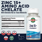 KAL Zinc 15mg Plus Betaine HCl and Trace Minerals - 100 Tablets - image 2