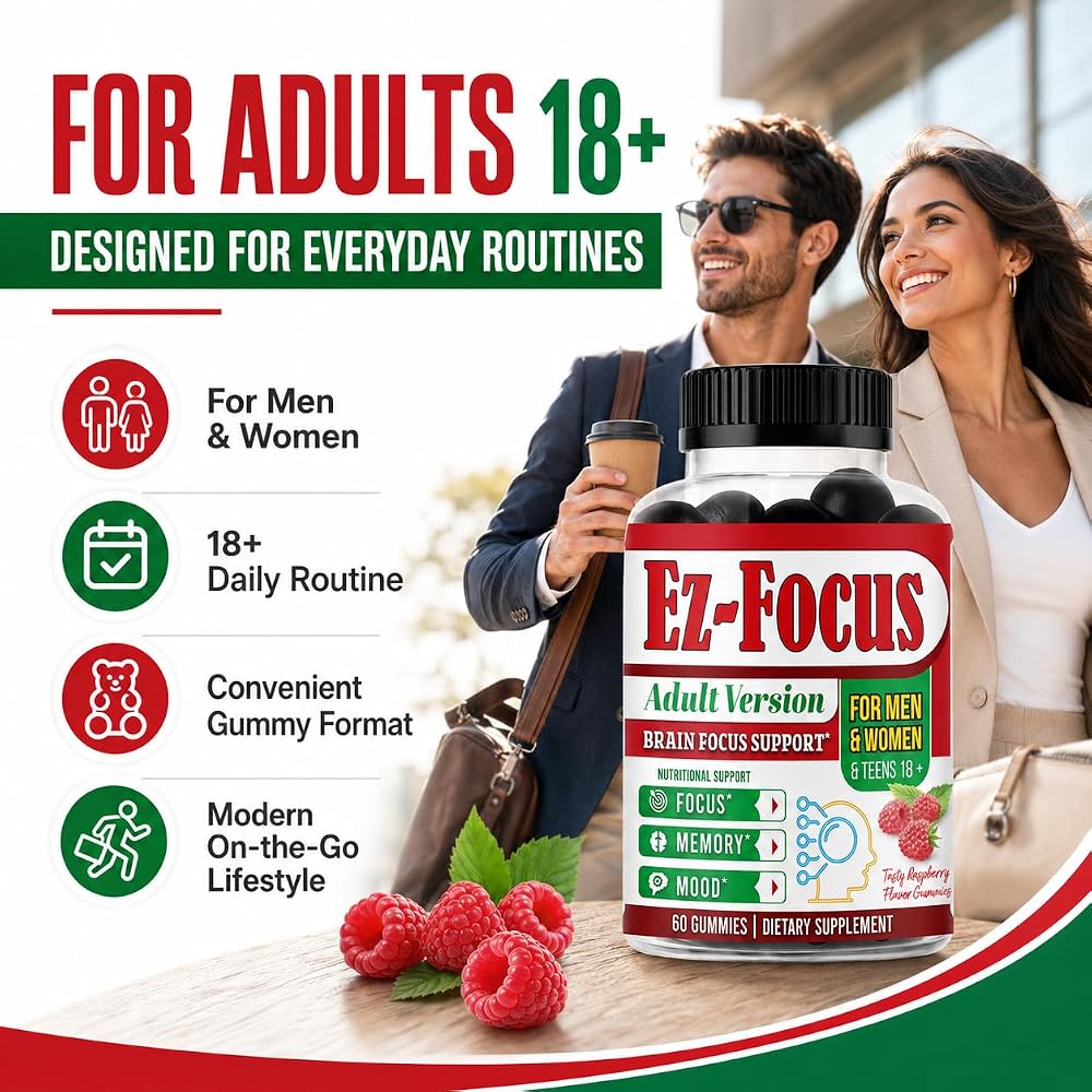 Ez-Focus Lion's Mane Mushroom Gummies for Focus & Memory - 60 Gummies - image 7