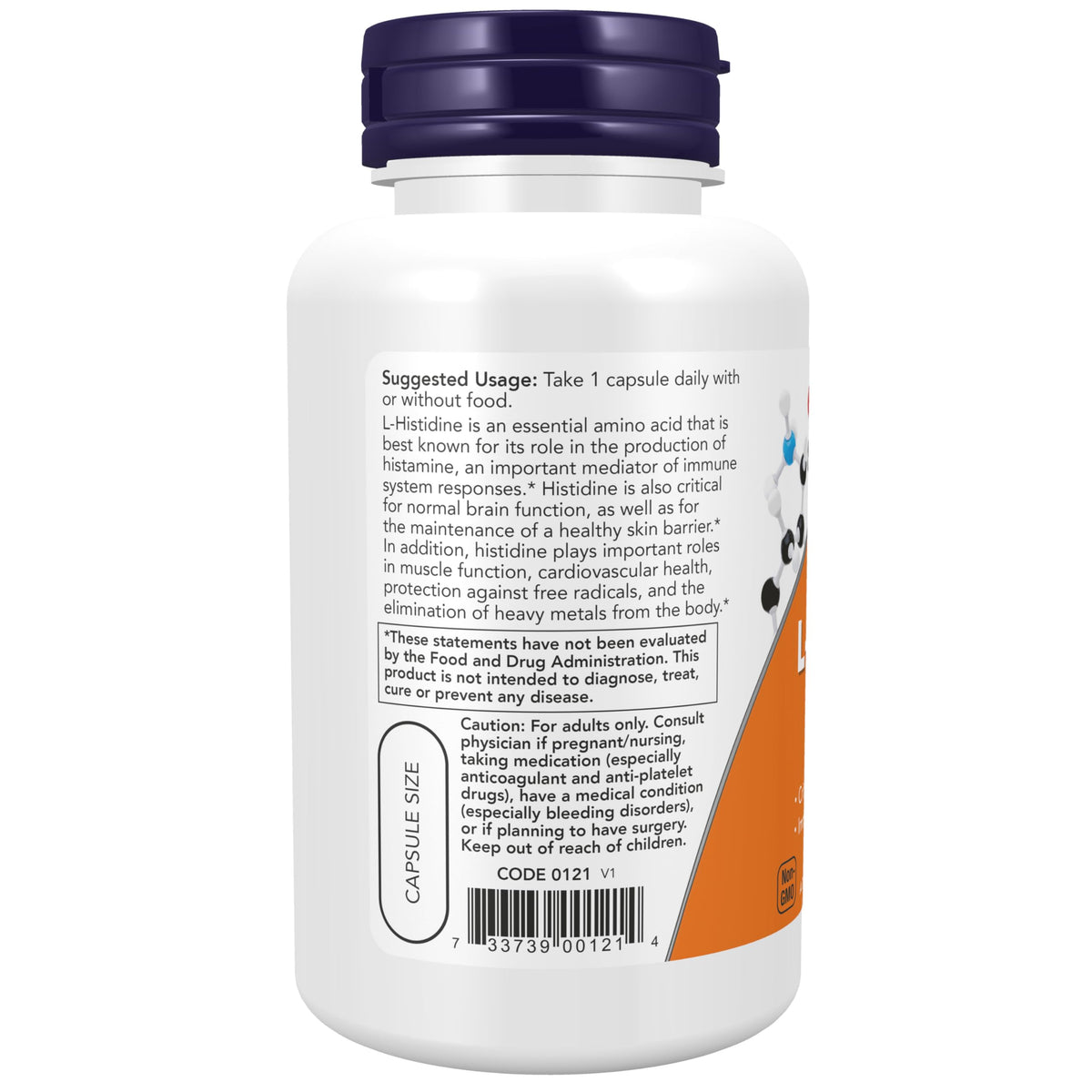 NOW L-Histidine 600 mg Immune System Support - 60 Vegetarian Capsules - image 3