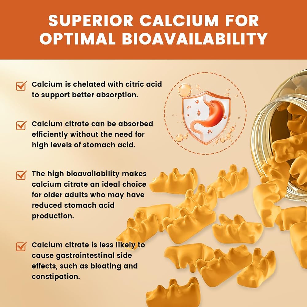 GONGOTA Calcium Citrate 1200mg with Vitamin D3 Gummies - 120 Gummies - image 7
