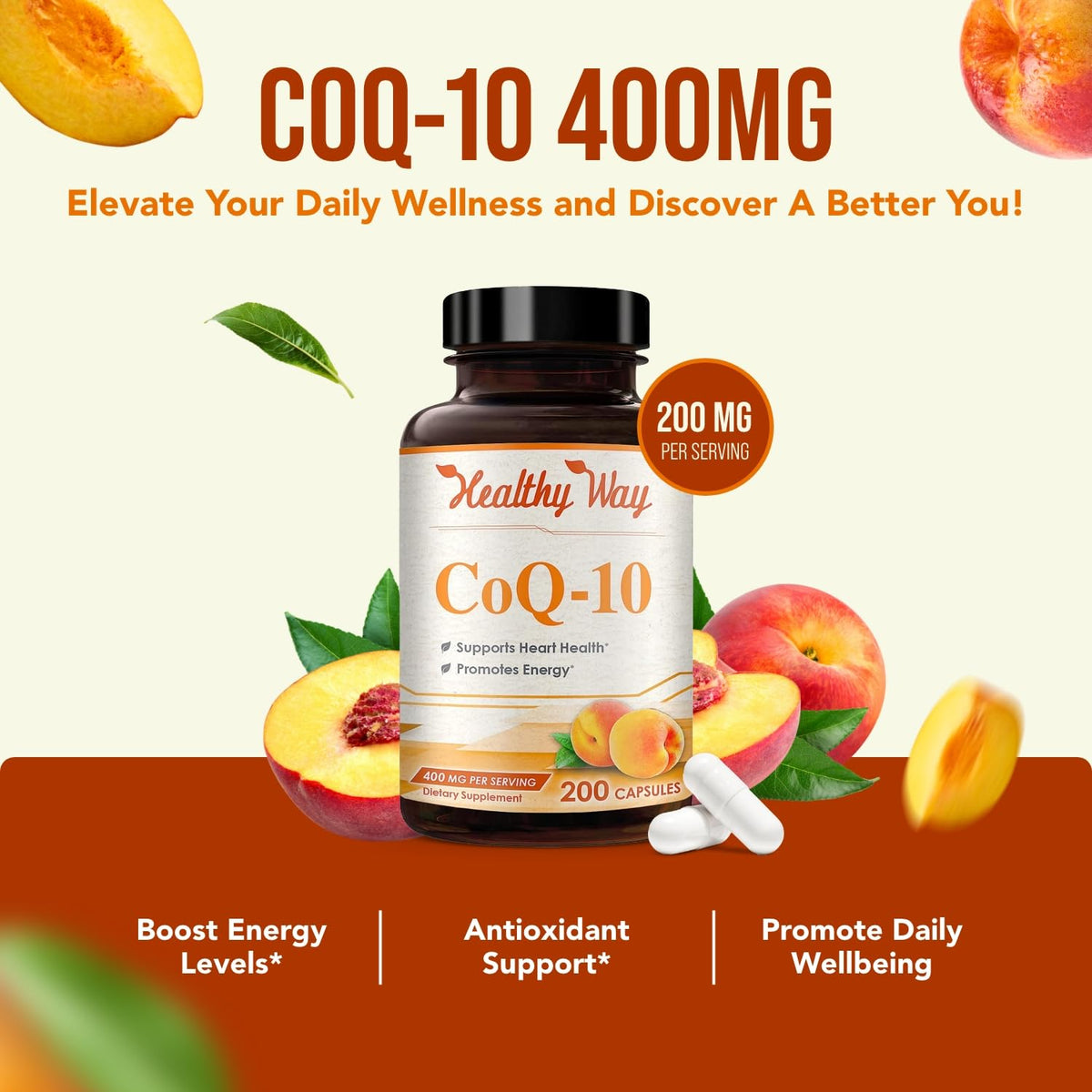 HealthyWayRx Coenzyme Q10 400mg CoQ10 Supplement - Once Daily Coq 10