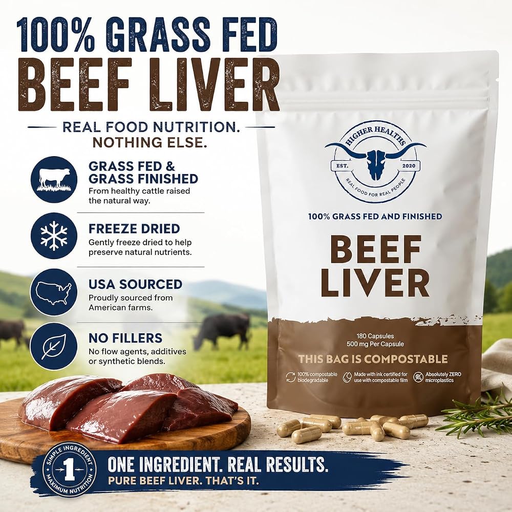 Higher Healths Grass Fed Beef Liver Capsules - 180 Count - image 3