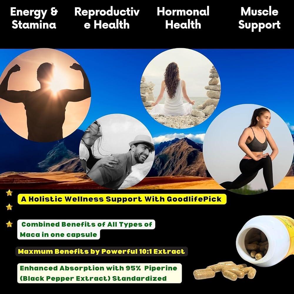 GoodlifePick Maca Root Capsules Powerful Maca Blend