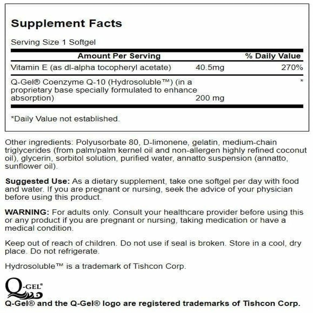 Swanson Q-Gel Mega CoQ10 200 mg Hydrosoluble - 30 Softgels - image 2
