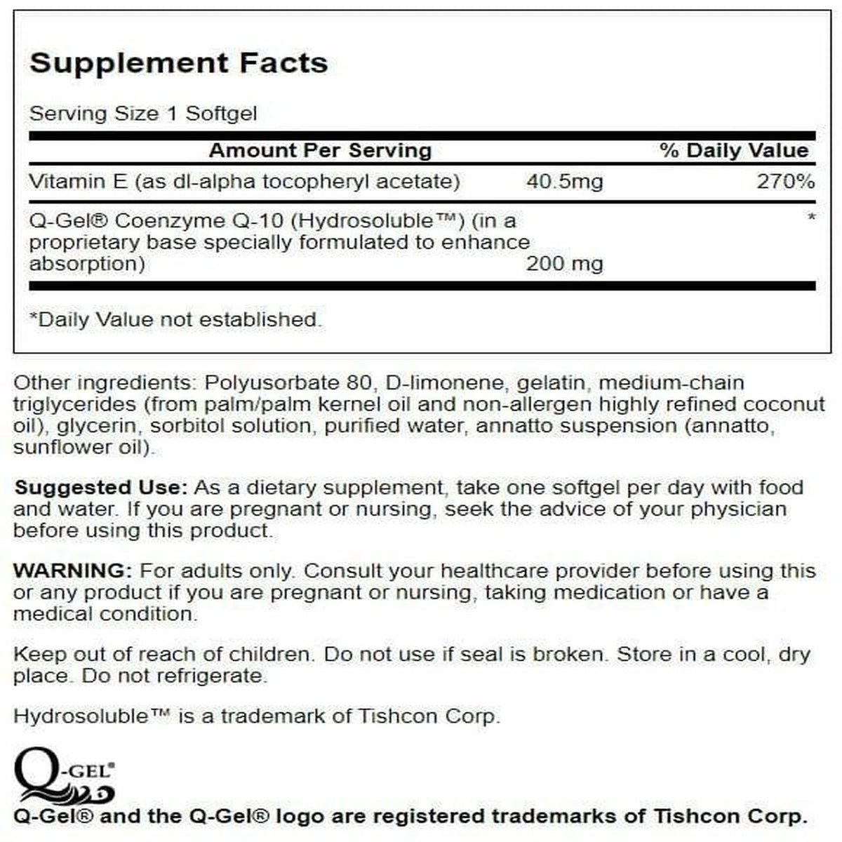 Swanson Q-Gel Mega CoQ10 200 mg Hydrosoluble - 30 Softgels - image 2