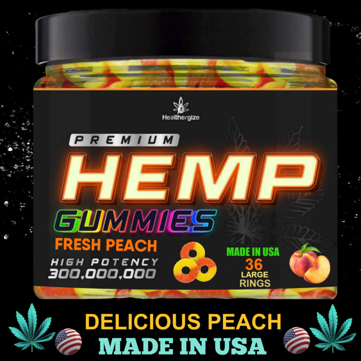 Healthergize Hemp Gummies Sleep Peach Ring - 36 Count - image 5
