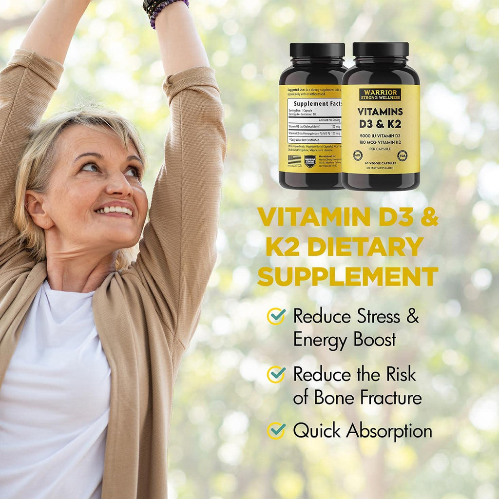 Warrior Strong Wellness Vitamin D3 and K2 Supplement - 60 Capsules - image 6