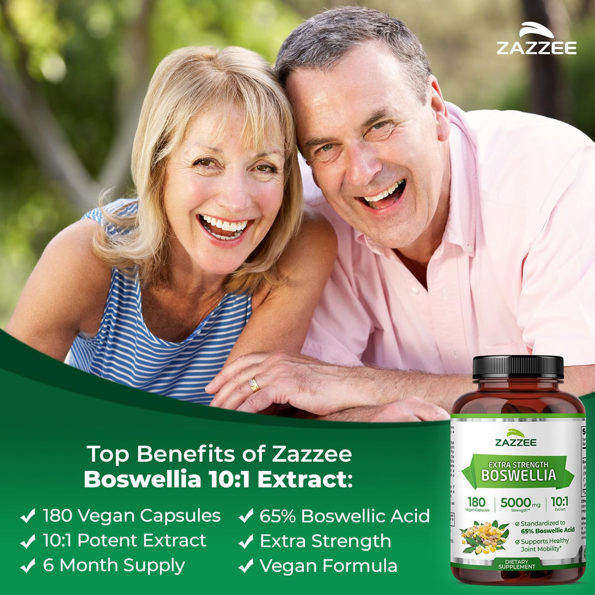 Zazzee Extra Strength Boswellia 10:1 Extract - 180 Capsules - image 2