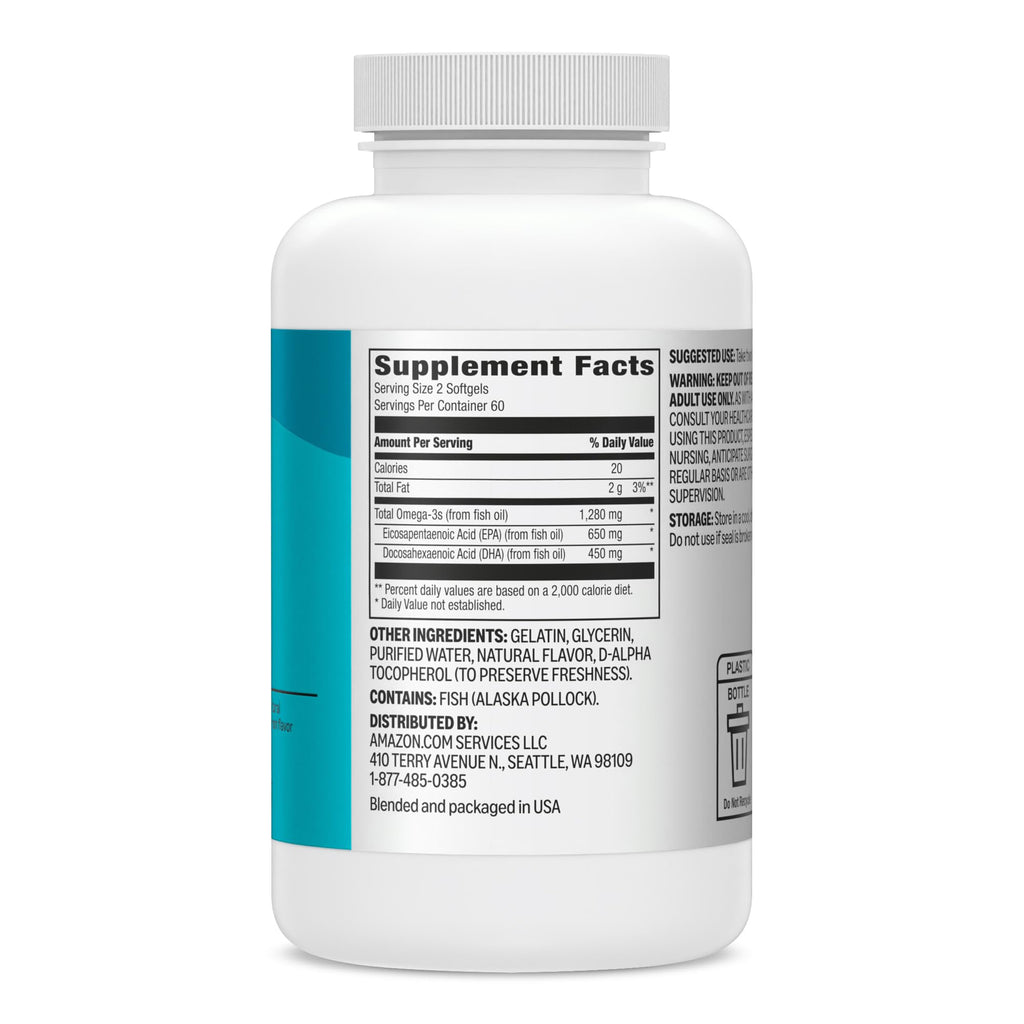 Amazon Basics Super Omega-3 with EPA & DHA - 120 Softgels - image 5