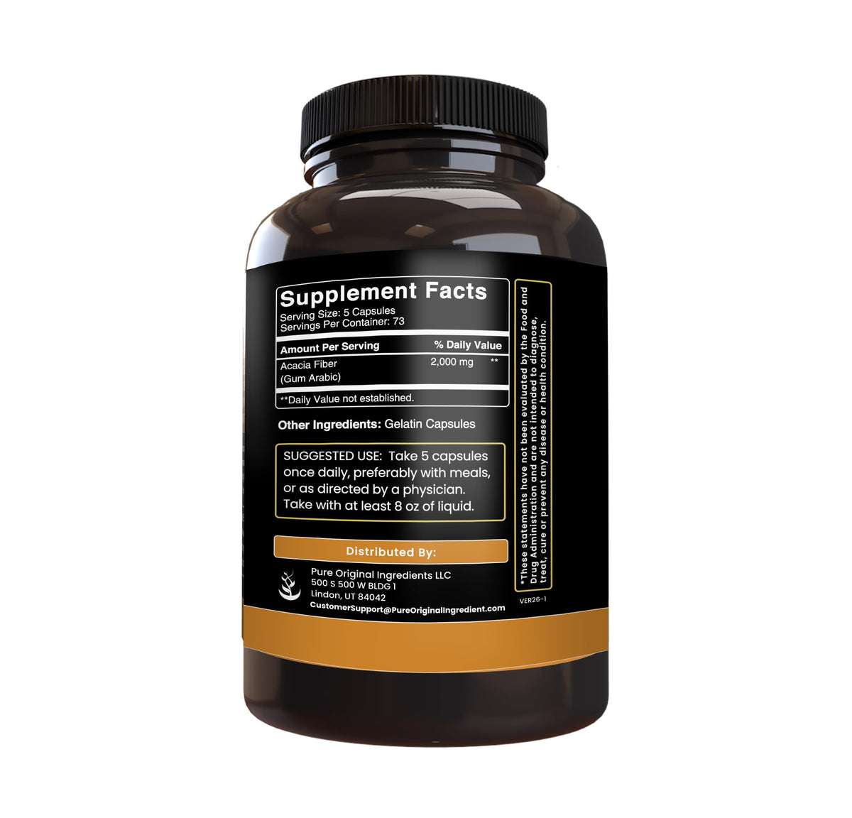 PURE ORIGINAL INGREDIENTS Acacia Fiber Capsules - 365 Capsules - image 2