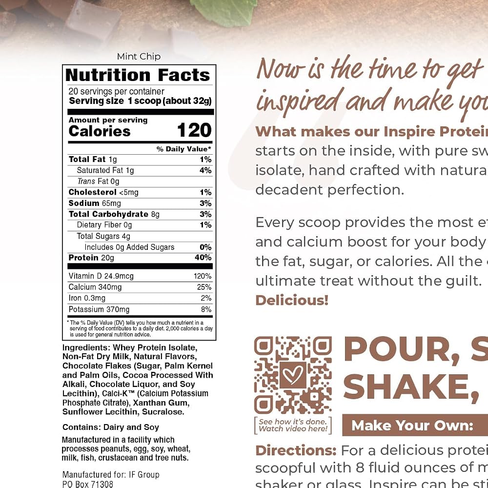Bariatric Eating Inspire Mint Chip Whey Protein Isolate Powder - 20 Servings - image 2
