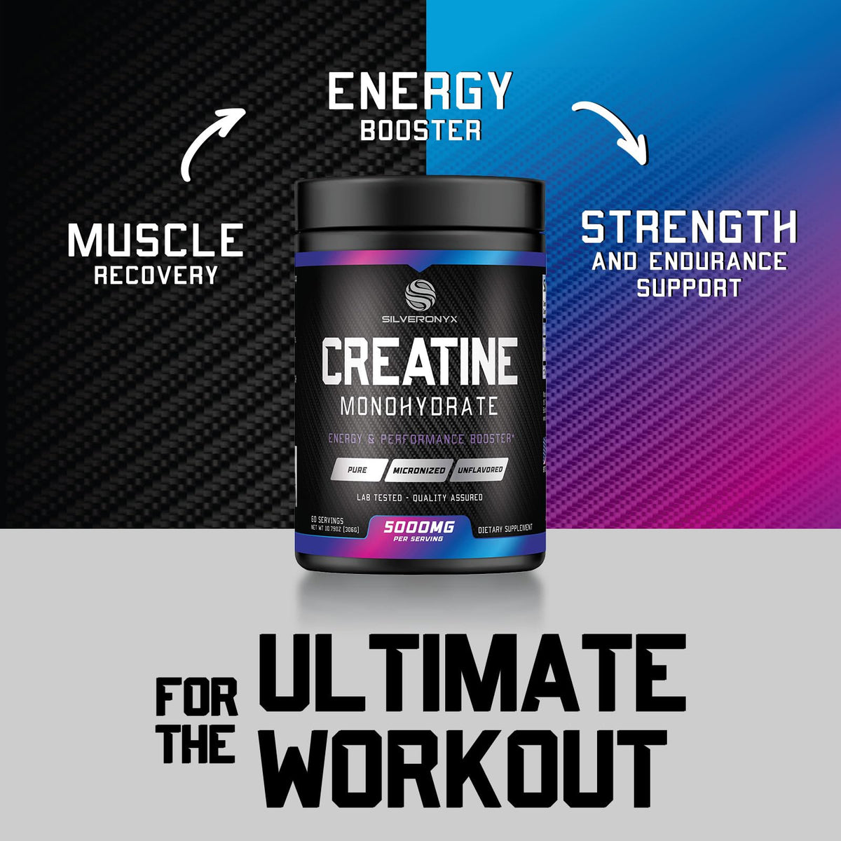 SILVERONYX Creatine Monohydrate Powder 5000mg - 60 Servings - image 5