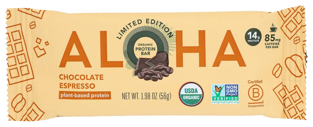 ALOHA Organic Chocolate Espresso Protein Bars - 12 Pack