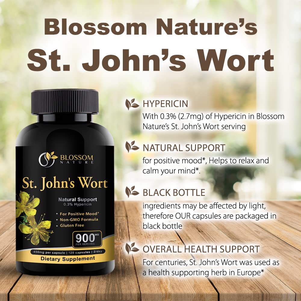 Blossom Nature St. John's Wort 900mg Mood Support - 120 Capsules - image 4