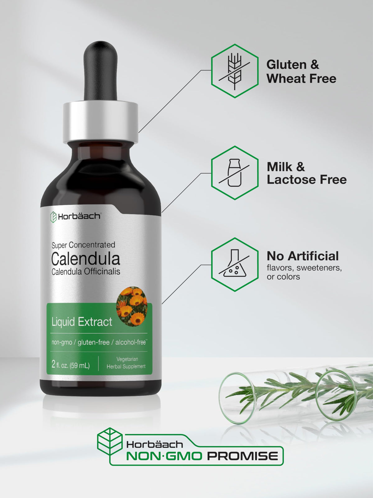 Horbäach Calendula Flower Liquid Tincture Alcohol Free - 2 fl oz - image 5