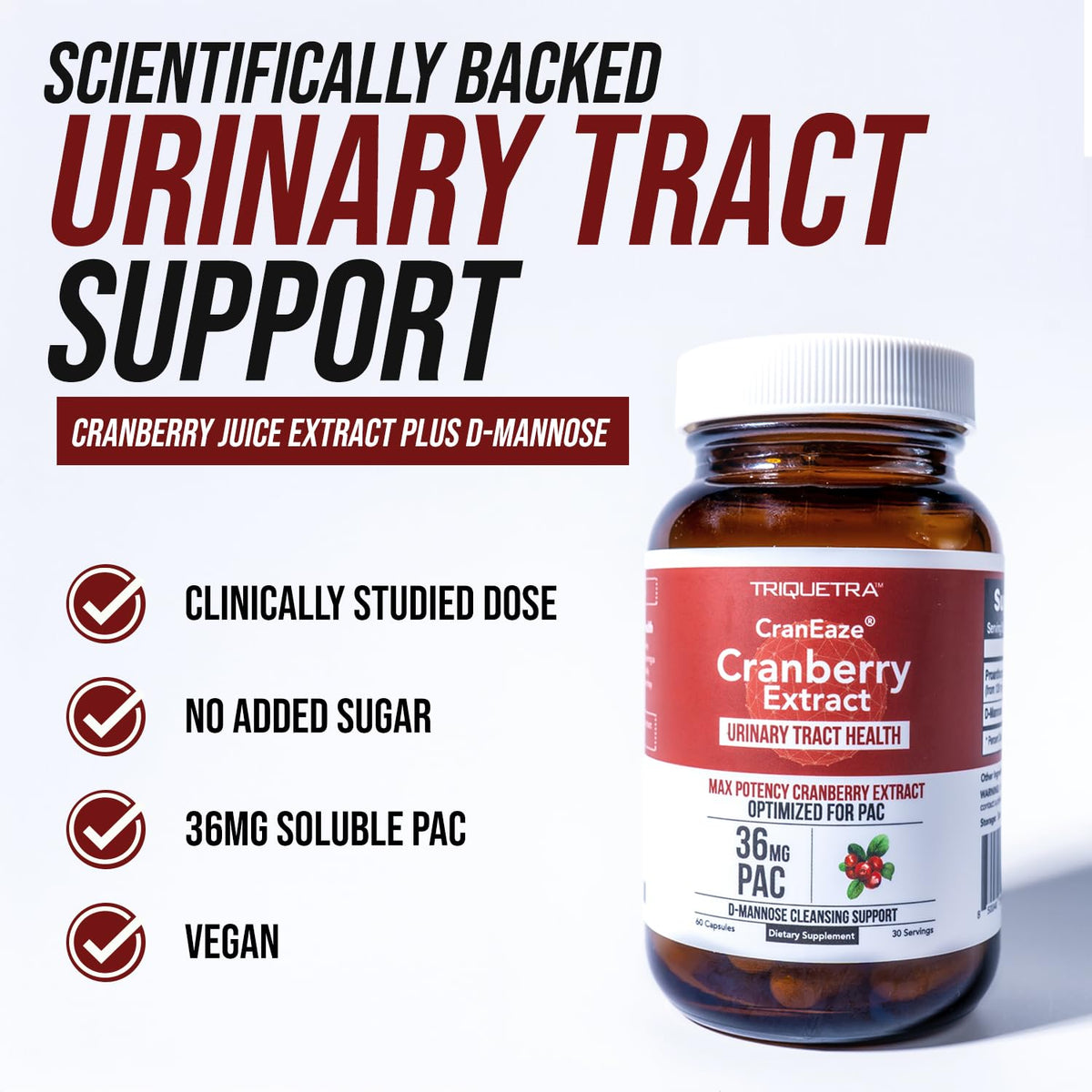 Triquetra Health CranEaze Cranberry Pills with D-Mannose - 60 Capsules - image 2