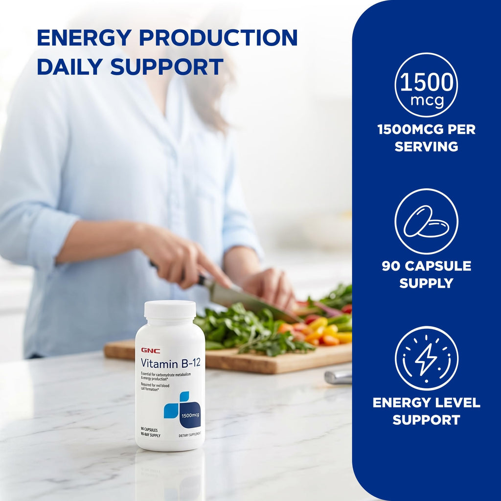GNC Vitamin B-12 1500mcg for Energy Production - 90 Capsules - image 3