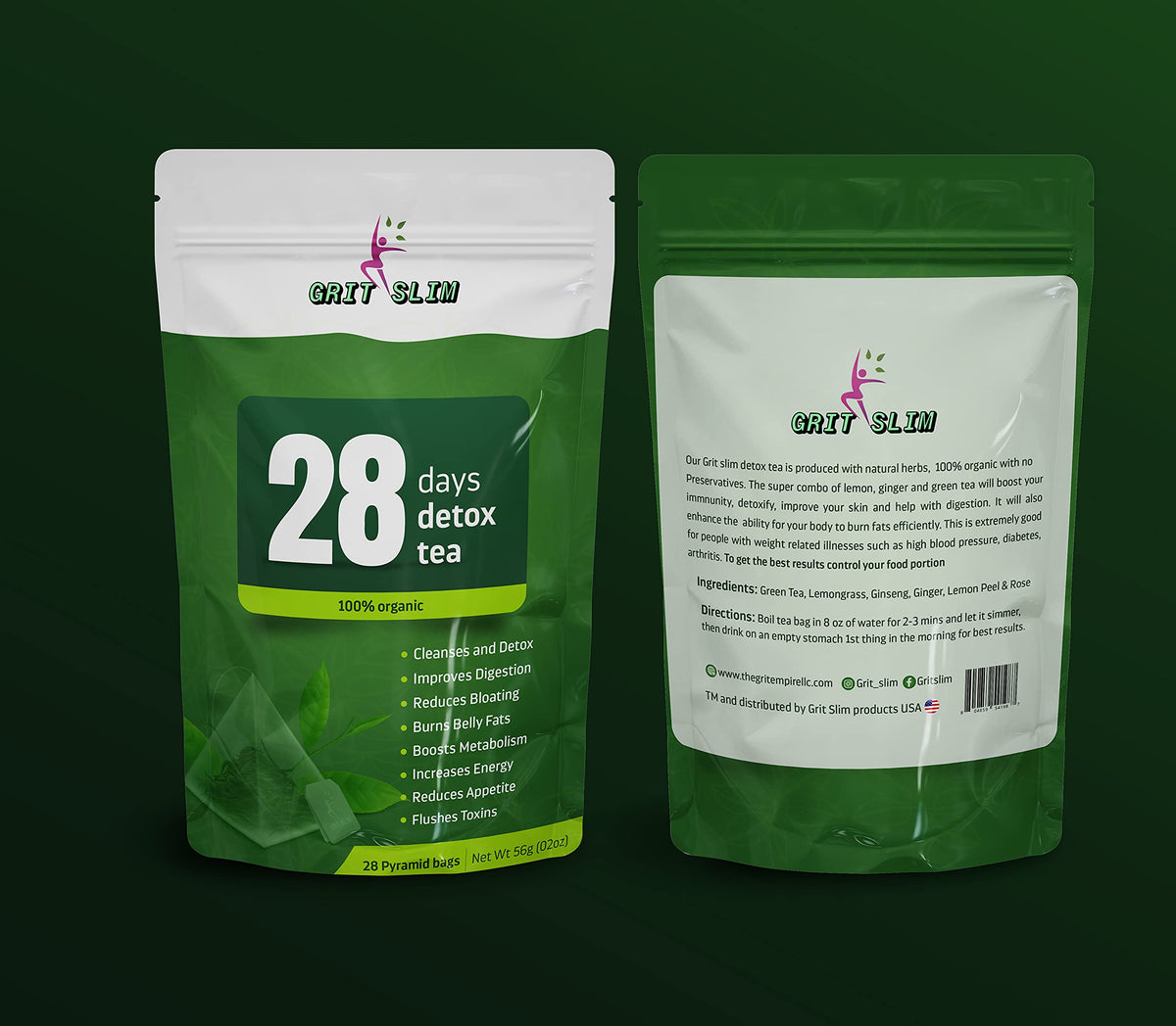 Generic Gritslim 28 Days Detox Tea - 150 Teabags