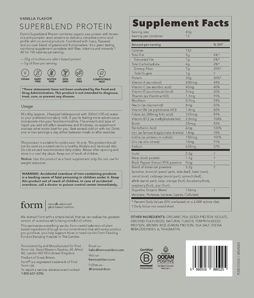 Form Superblend Protein - Vegan Protein Powder with Superfoods
