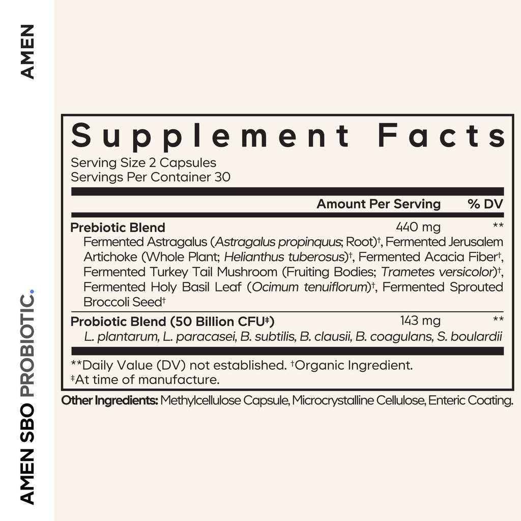 Amen SBO Probiotics Supplement 50 Billion CFU - 60 Capsules - image 2