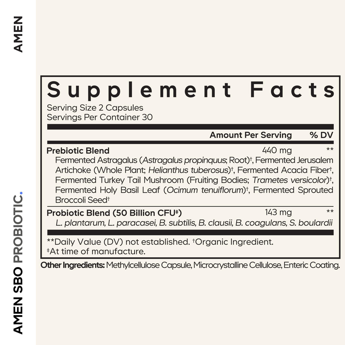 Amen SBO Probiotics Supplement 50 Billion CFU - 60 Capsules - image 2