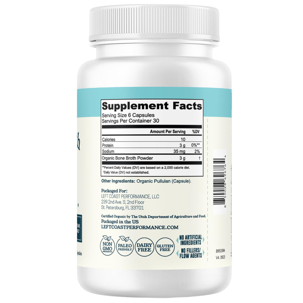 Left Coast Performance Grass-Fed Bone Broth Capsules - 180 Capsules - image 8