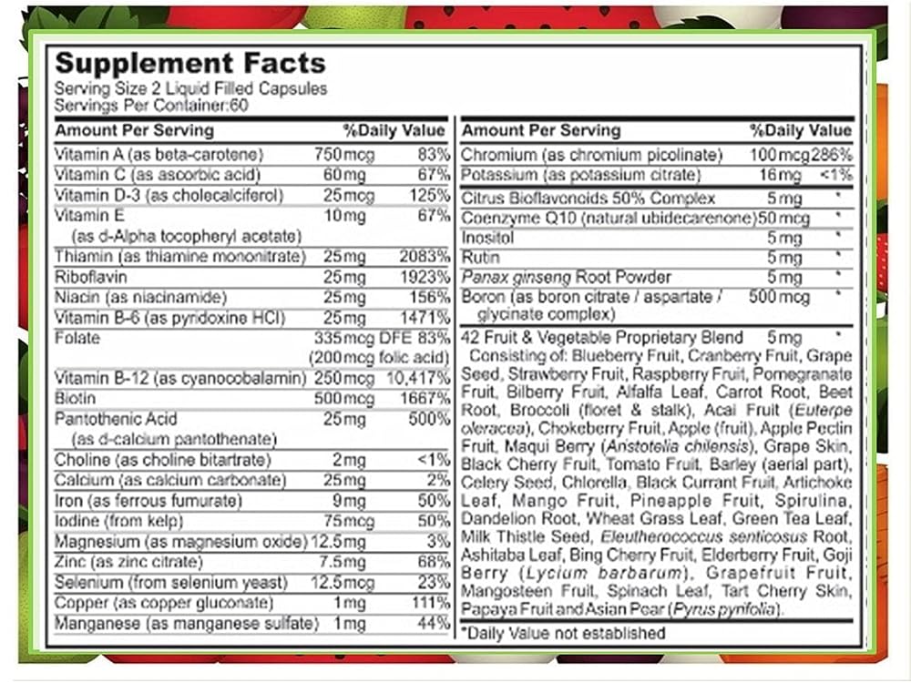 SJJ DEPOT Multivitamin with Fruit and Vegetable - 120 Capsules - image 2